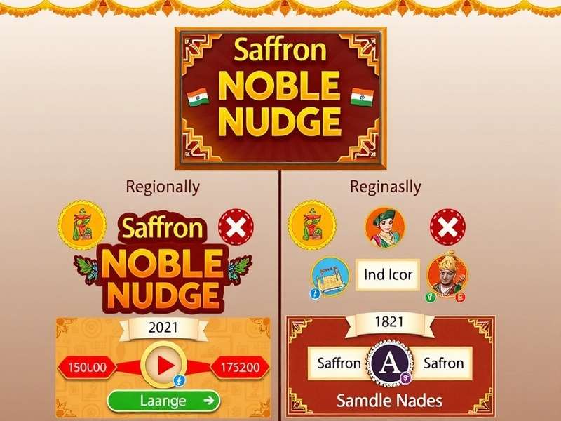 Saffron Noble Nudge Game Banner Showcasing Indian Cultural Elements